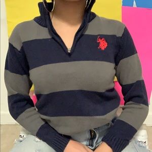 US POLO ASSN zippered-collar Stripes Sweatshirt